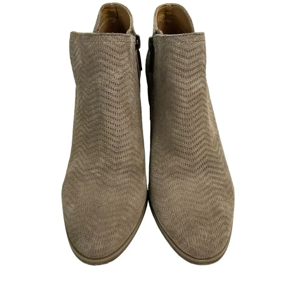Lucky Brand Parnesa Perforated Suede Bootie Tan Size 6.5